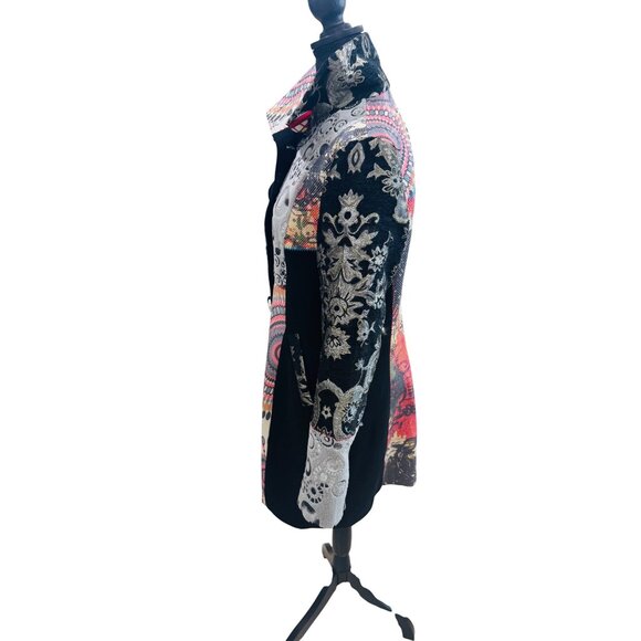 Adore Women L Statement Embroidery Patchwork Button Jacket Multicolor Boho Artsy - Picture 4 of 13